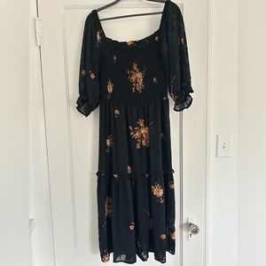 Wild Moss Women’s Jacquard Smocked Front Midi Dress